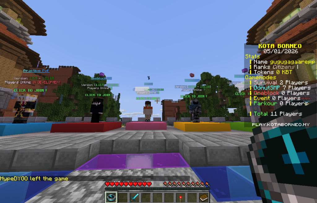 KotaBorneo Minecraft Server SMP Malaysia Lobby